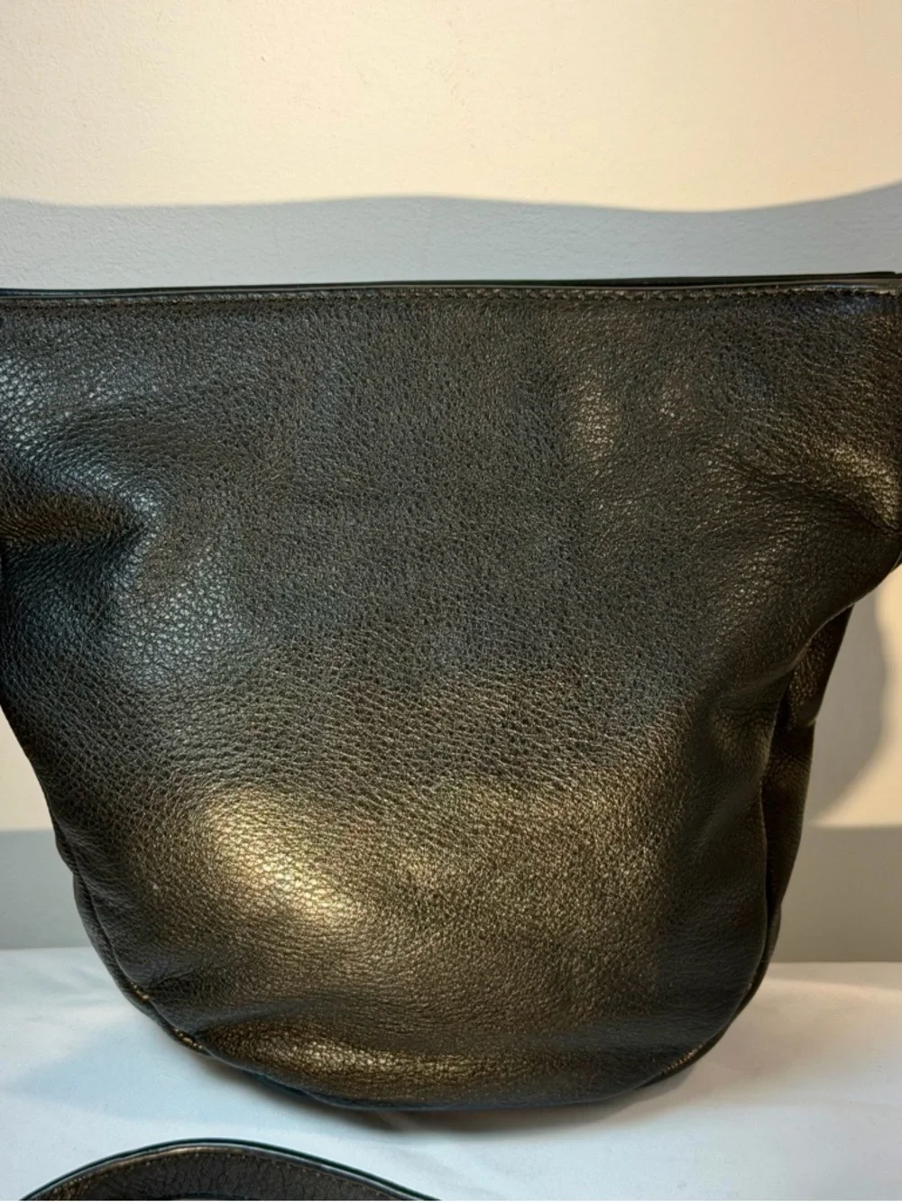 Monserat De Luca Half Moon Black Leather Crossbody Bag